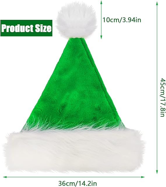 Green Plush Santa Hat for Adults – Velvet Christmas Party Costume & Home Decor