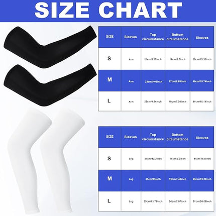 Compression Leg and Arm Sleeves 2 Pairs Each UV Protection Anti-Slip Silicone Strips