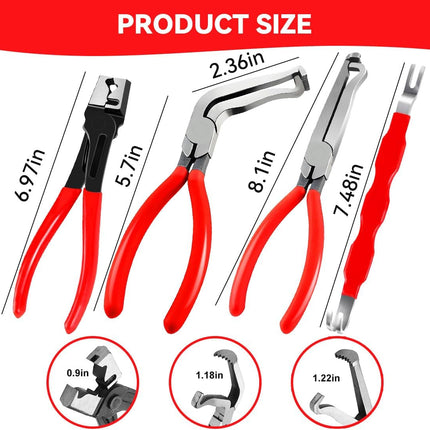 4-Piece Automotive Disconnect Pliers Kit, High-Carbon Steel with Storage Box