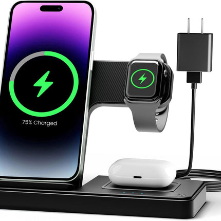Wireless Charging Station for iPhone, Apple Watch & AirPods – 3-in-1 Stand