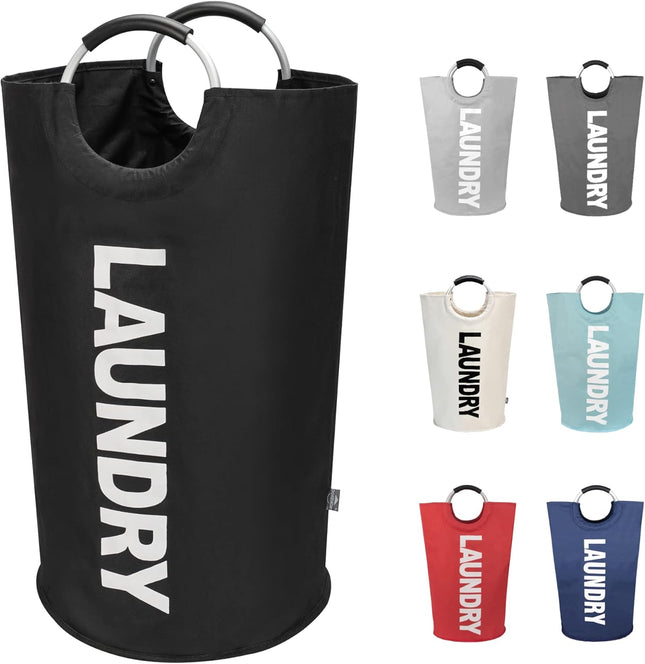 90L Large Laundry Basket – Collapsible, Freestanding, Foldable Black Hamper