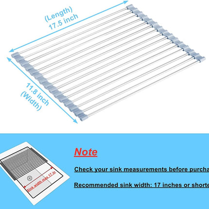 Roll Up Dish Drying Rack Over Sink, Stainless Steel Foldable Sink Mat