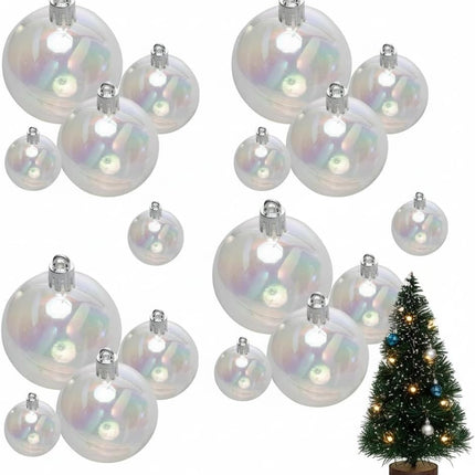 18PCS Iridescent Clear Ornament Balls – DIY Plastic Baubles for Christmas Decor