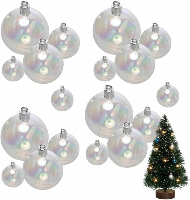 18PCS Iridescent Clear Ornament Balls – DIY Plastic Baubles for Christmas Decor