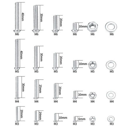 1080-Piece Metric Screw, Bolt & Nut Assortment Kit M3-M6 with Washers