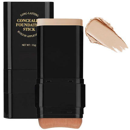 Face Foundation Stick with Brush – Dual-Ended, Long-Lasting, Matte Finish