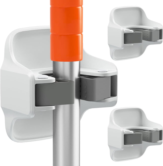3-Pack Broom Holder – Wall Mount Mop & Dustpan Organizer, White, No Drilling