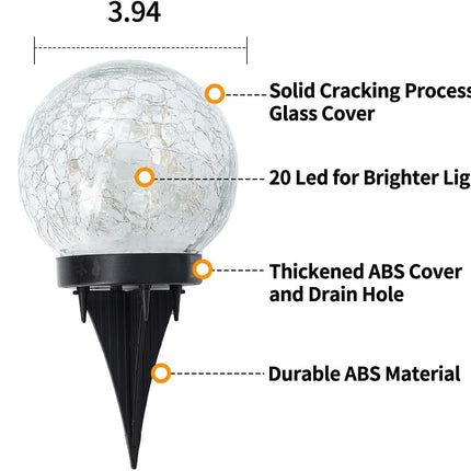 Solar Globe Lights Outdoor – Waterproof Cracked Glass Solar Balls for Garden & Yard