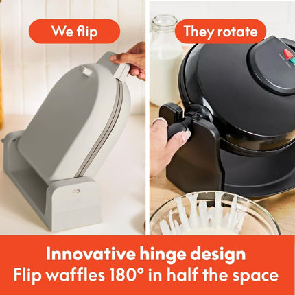 Flip-n-Store Waffle Maker – Fits-Anywhere™, 7” Wide Plates, 1000W, Oatmilk