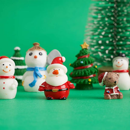 38 PCS Christmas Miniature Figurines Ornament Kit Santa Tree Resin Decor