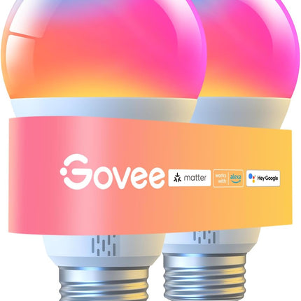 Smart A19 LED Light Bulbs 2-Pack, 75W 1000LM RGBWW E26 Color Changing, Matter