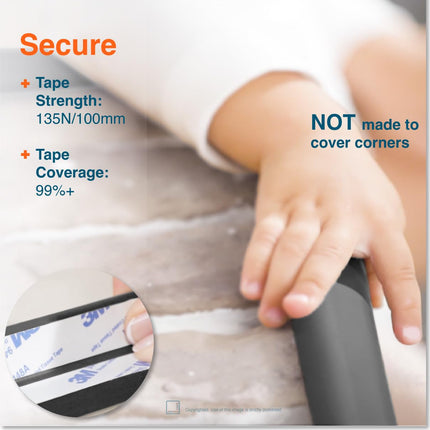 HeftyFit Edge Protector – 6ft Soft Rubber Foam Baby Proofing, Onyx Black