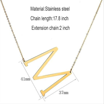 Sideways Initial Necklace Women 18K Gold Plated Large Letter Pendant Jewelry