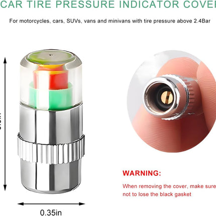8PCS Tire Pressure Monitor Caps – 36PSI, 3-Color Eye Alert for Cars, Trucks, SUVs
