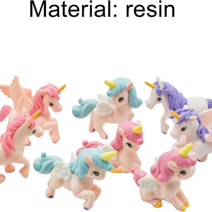 8Pcs Mini Flying Horse Unicorn Figurines – Cake Toppers & Fairy Garden Decor