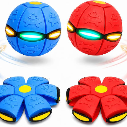 2 Pack LED Magic Bouncing Ball and Transforming Flying Disc Toss Catch Outdoor Game