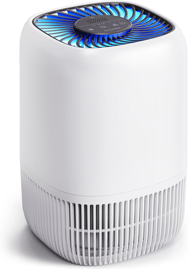 Air Purifier with H13 HEPA Filter – Up to 1076 Ft², 3 Speeds, Timer, White