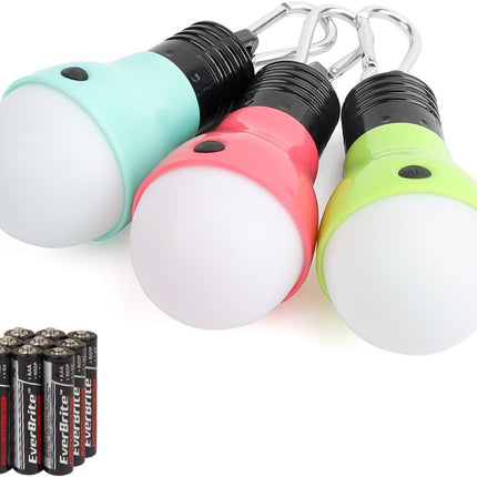 3-Pack Portable Camping Lights – LED, 3 Modes, AAA Batteries Included