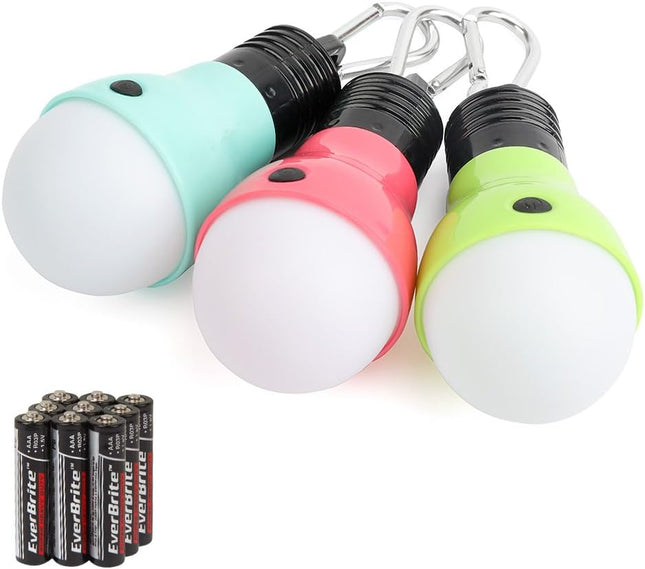 3-Pack Portable Camping Lights – LED, 3 Modes, AAA Batteries Included