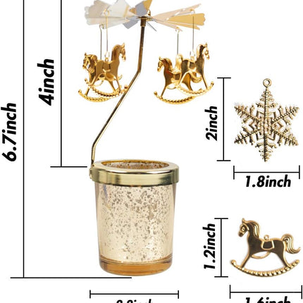 Gold Tealight Candle Holder – Spinning Snowflake Christmas Decor for Home & Gifts