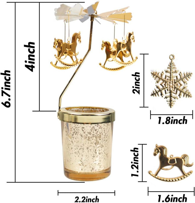 Gold Tealight Candle Holder – Spinning Snowflake Christmas Decor for Home & Gifts