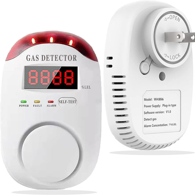 Natural Gas Detector Plug for Home & RV, LPG/Propane/Methane Leak Alarm