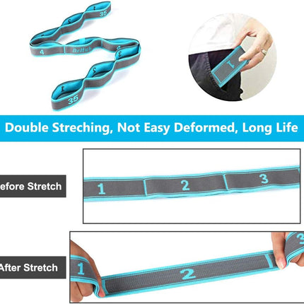 Elastic Stretch Strap with Loops for Yoga Pilates Physical Therapy Exercise