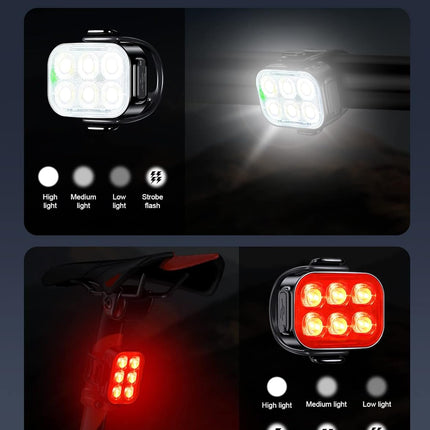 Bike Lights for Night Riding – Headlight & Taillight Set, USB Rechargeable
