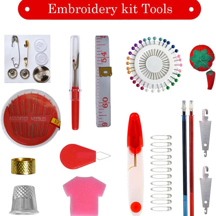 188PCS Embroidery Thread Set – Includes Floss Box, Bobbins & Cross Stitch Kit