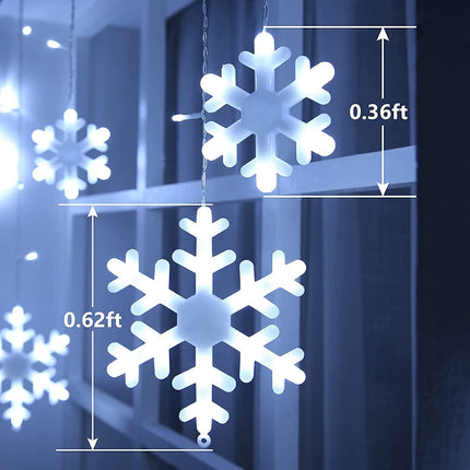 Christmas Snowflake Icicle Lights, 17.22ft 264 LED with 22 Drops & 8 Modes, Outdoor Connectable Plug