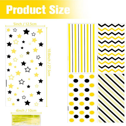 100-Piece Black & Gold Candy & Gift Bags – Twist Tie Goodie Bags