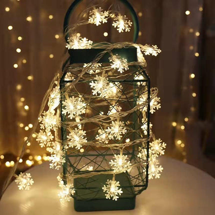 Christmas Snowflake Lights – 9.8FT Warm White Battery LED String Décor
