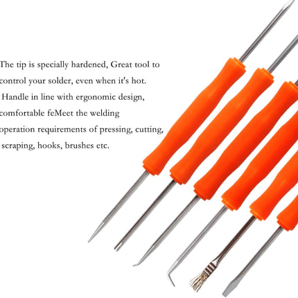 6-Piece Double-Sided Soldering Assist Kit with 2 Precision Tweezers