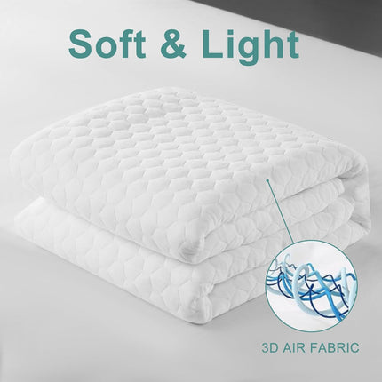 Queen Waterproof Mattress Protector – 4D Air Cooling, 300GSM, White