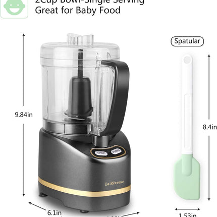 Compact 2-Cup Food Processor 200W for Mincing, Grinding and Pureeing