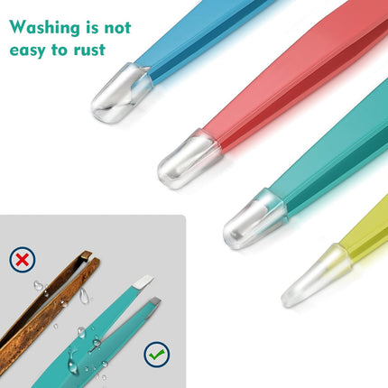 4Pcs Tweezers Set for Women – Precision Tweezers for Ingrown Hair, Facial Hair Removal