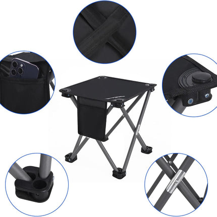 Portable Folding Camping Stool – Lightweight Seat with Carry Bag, Black