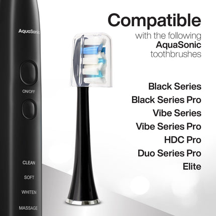 Genuine Proflex Replacement Brush Heads 3 Pack Black Compatible AquaSonic Toothbrush