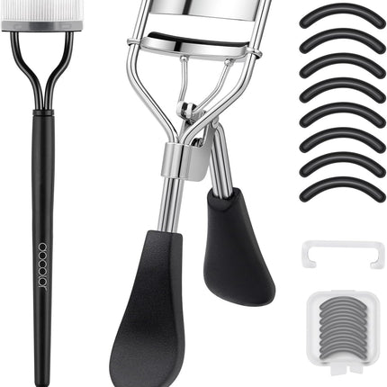 3-in-1 Lash Curler Kit with Comb & 8 Pads, Ergonomic Travel Eyelash Curler