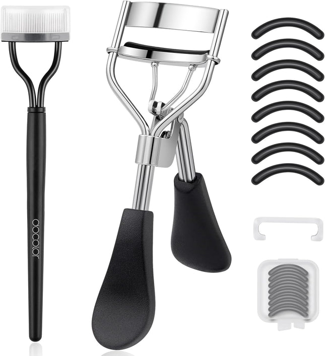 3-in-1 Lash Curler Kit with Comb & 8 Pads, Ergonomic Travel Eyelash Curler