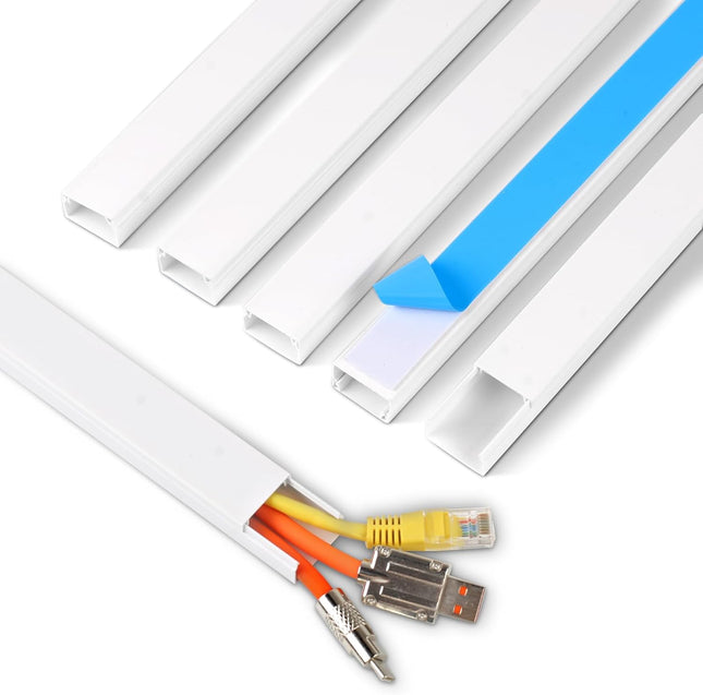 Cord Hider 85.2in – Self-Adhesive TV Cable Covers for Wall, Wire Management, White