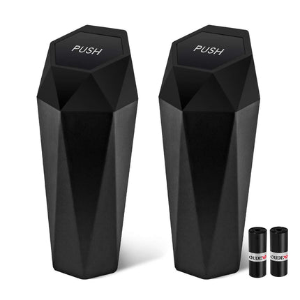 2 Pack Car Trash Can with Lid, Leakproof, 30 Bags, Black, Small Auto Organizer