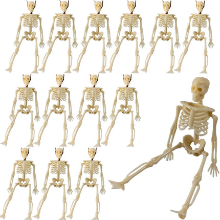 12PCS 6in Mini Skeleton Figurines, Halloween Craft, Haunted House & Party Decor