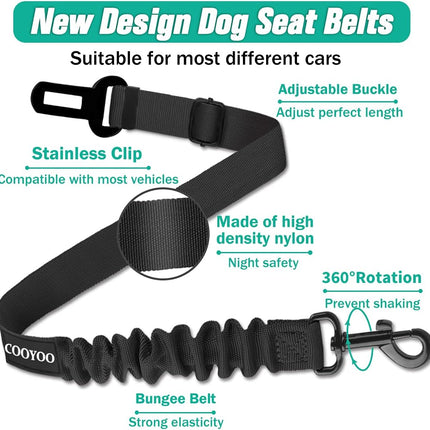 3-Piece Dog Seat Belt Set – Adjustable, Retractable, Heavy Duty Nylon