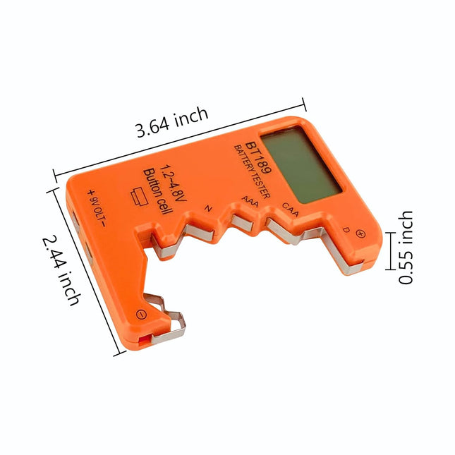 Universal Battery Tester Checker – AA, AAA, C, D, 9V, 1.5V, Small Volt Checker (Orange)