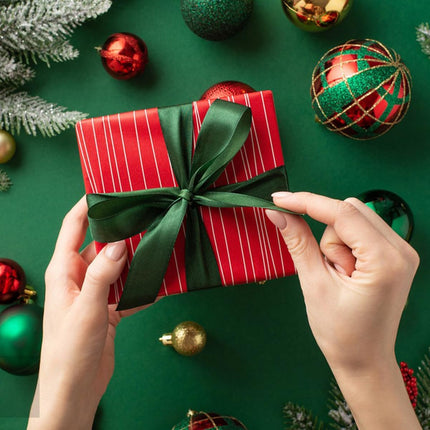 Christmas Satin Ribbon Red and Green 1 Inch 50 Yards Gift Wrapping and Decor