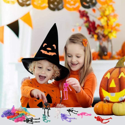 24PCS Halloween Stretchy Skeleton Toys, Squishy Skull Party Favors & Goody Bag Fillers