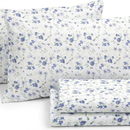 Patterned Microfiber Full Bed Sheet Set, 4 Piece Ultra Soft Deep Pocket Sheets