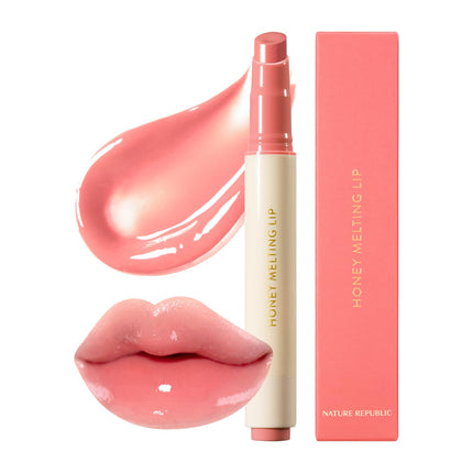 Honey Melting Lip 02 Fig, Hydrating Lip Balm, Sheer Tint, Glossy Nude Finish