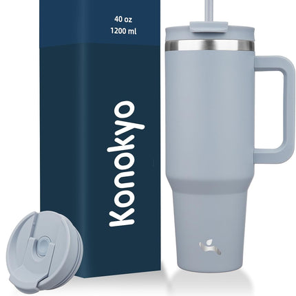 40 oz Travel Tumbler with Handle 2-in-1 Lid Stainless Steel Lavender
